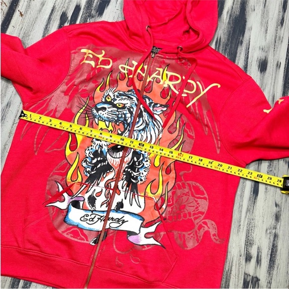 Ed Hardy Vibrant Red Full Zip Hoodie NWT - Picture 4 of 7